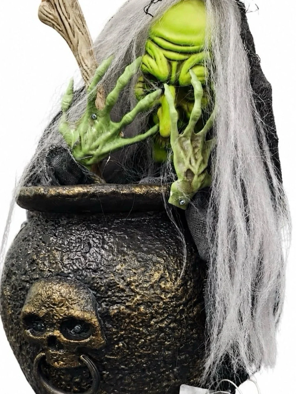 SPOOKY VILLAGE ANIMATED WITCH & CAULDRON Halloween Decoration Light & Sound hag